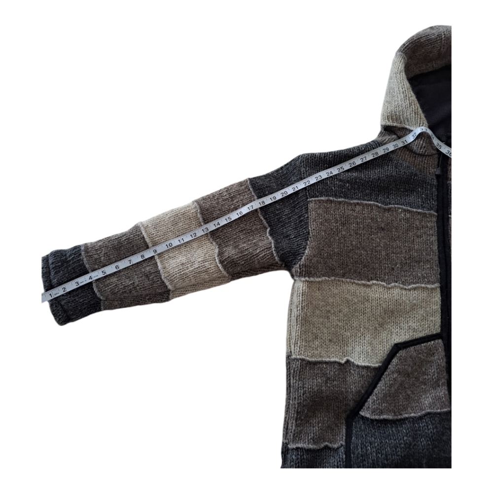 Laudromat wool men's jacket hooded coat sweater cardigan Made in Nepal - Picture 13 of 15